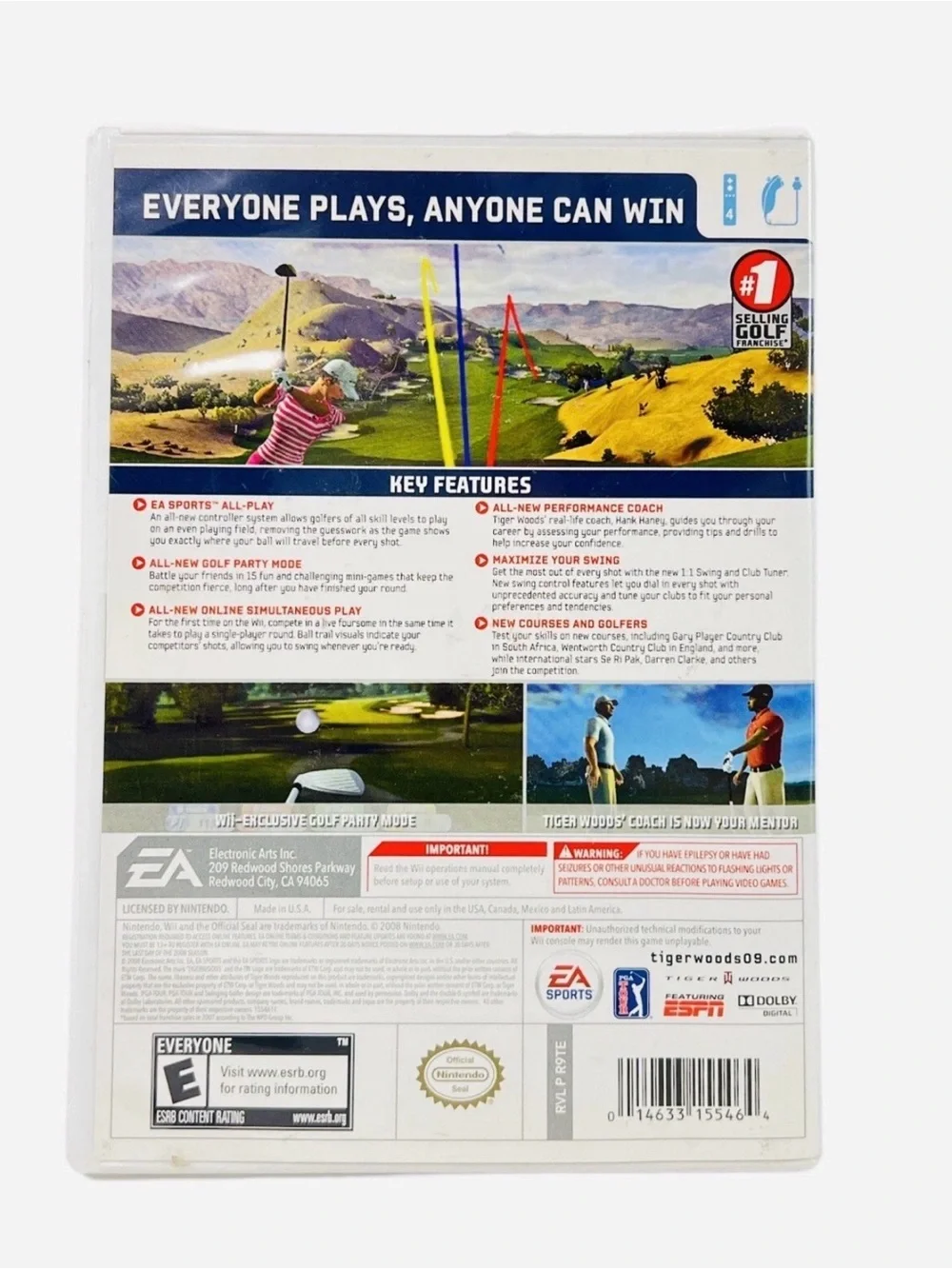 Tiger Woods PGA Tour 09: All-Play Nintendo Wii 2008 Fun Golf Game Family
